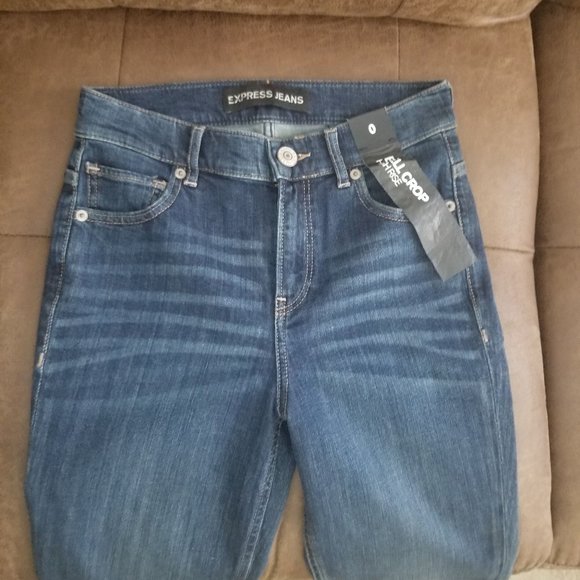 Express High Rise Bell Crop Jeans Size 0 NWT! - Picture 2 of 10